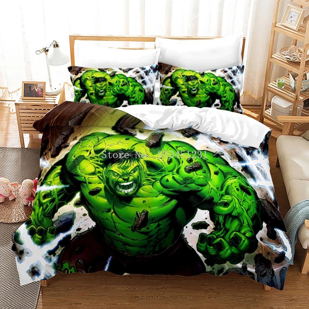 Funda nórdica 3d de dibujos animados de Hulk para adultos, niños y niñas, juegos de cama de los vengadores, Europa, Australia, EE. UU., Twin Queen y Size|Juegos de ropa de cama| -