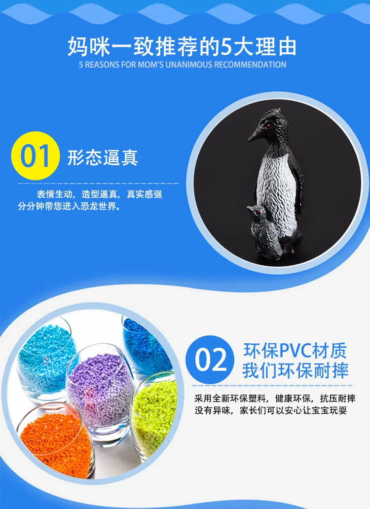 Cross Border Model Penguin Model Toy 8-Penguin Toy Decoration 2-Inch Penguin Accessories Children'S Educational Toy