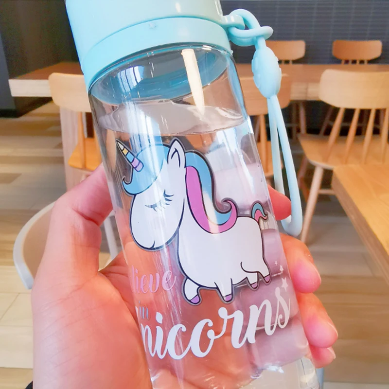 Water Bottle Sports Water Bottle Sports Bottle Plastic Water Bottle Plastic Cup Water bottle cute unicorn creative micro landscape interesting design rainbow color girl portable
