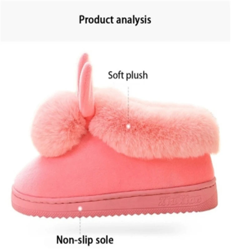 Warm Slippers Winter Women Home Slippers Soft Cartoon Indoor Non-slip House Slippers Girls Cute Shoes Footwear