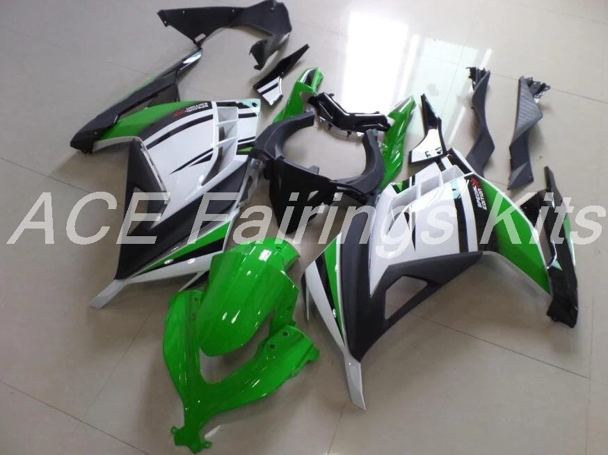 ABS обтекатель комплект для Kawasaki Ninja300 EX300 300R 2013 13 14 15 16 17 Обтекатели набор(литья под давлением) зеленый белый