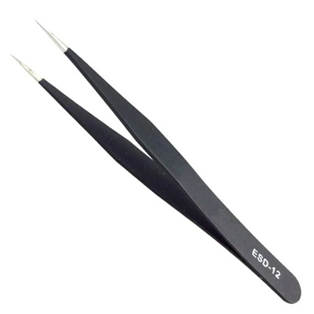 Острый угол Антистатическая промышленность нержавеющая сталь tweezers обслуживание рукоделия бровей глаз ложное наращивание ресниц аксессуары инструменты - Тип головки пинцета: Острый угол