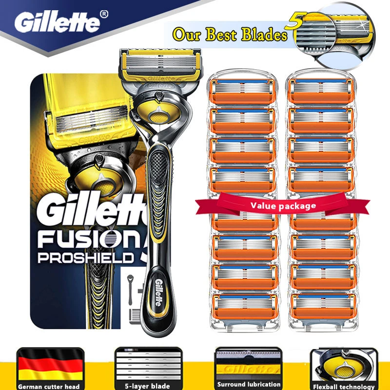 Safety-Razor Shave-Holder Shaving-Cassettes Proshield Gillette Fusion-5 Blades Beard-Face-Shaver-Kit