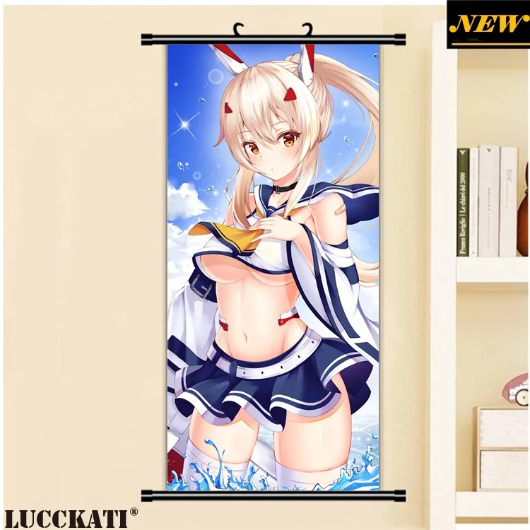 45X95 см Azur Лейн Bilan Hangxian соски без бюстгальтера животные уши калочки сексуальные лоли мультфильм аниме плакат прокрутки холст живопись - Цвет: S