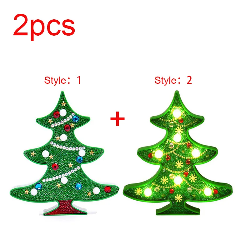 Светодиодный светильник для украшения рождественской елки, снеговика, сделай сам, алмазная живопись, светильник, ночник, домашний декор для спальни, животное, единорог, ночник - Цвет: 2PCS-DF-SS