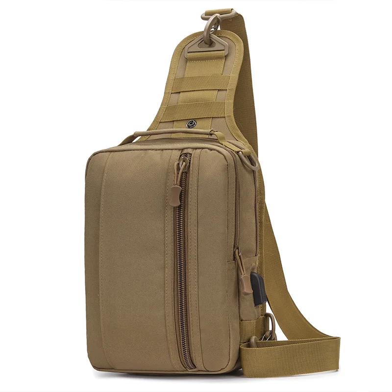 Khaki USB Opladen Borst сумка Wandelen сумка Militaire Tactische Mannen Leger Tassen камуфляж Schouder Sling Vissen Blaso Reizen кемпинг - Цвет: Khaki