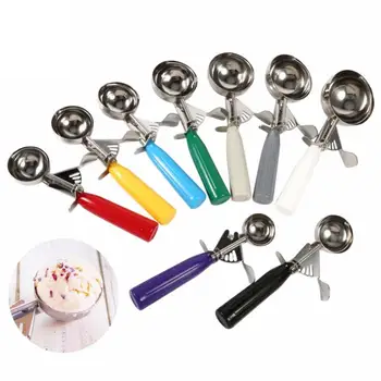 

Stainless Steel Ice Cream Scoop Ball Digger Carving Knife Colorful Spoon Spring Handle Masher Ice Cream Platter Spoon