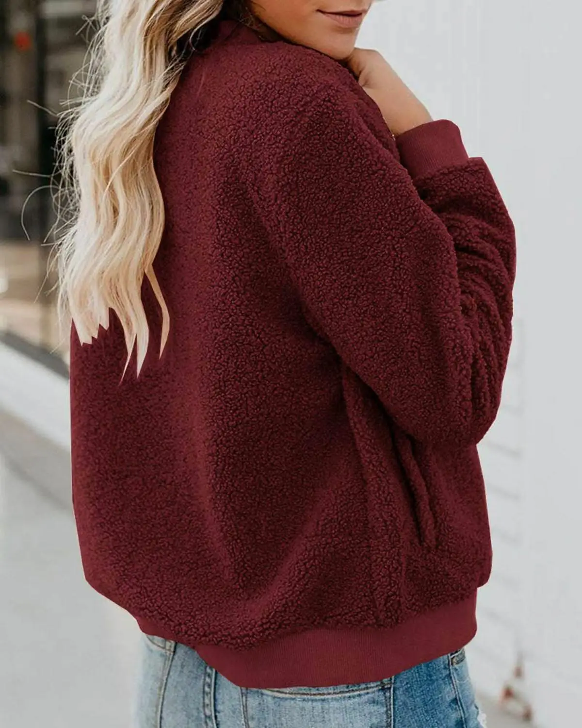 Women Winter Faux Fur Coat Thick Warm Jacket Coat Fluffy Fleece Sweatshirt Zipper Outerwear Oversized Imitation Fur Coat Female