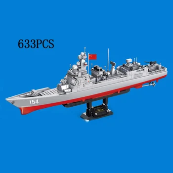 

Modern military Iron blood heavy equipment 052D Destroyer building block model ww2 china navy figures bricks assembly toys