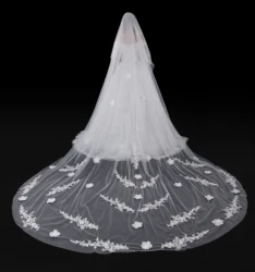 Wedding Veils Long Lace Edge Bridal Veil 5 Meter White Ivory  with Comb Wedding Accessories Bride Wedding Veil 2020