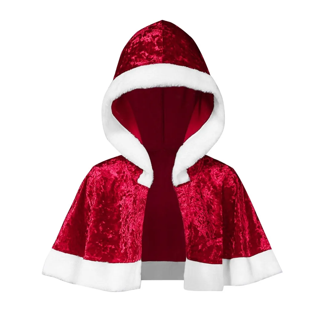 2019 рождественские пончо, женские пальто, плащ, одинаковые Семейные бархатные рождественские накидки, накидка с капюшоном, красная куртка