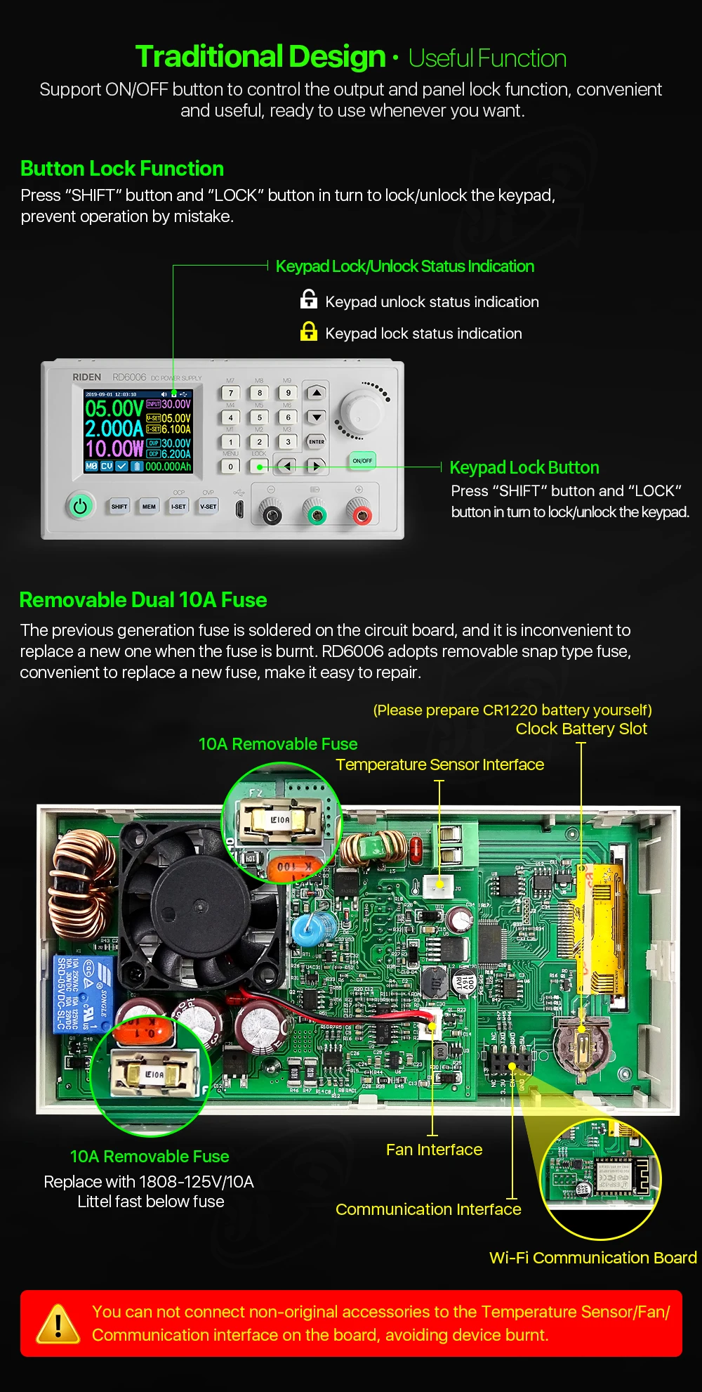 RD RD6006 RD6006W USB WiFi DC-DC Напряжение Ток понижающий модуль питания понижающий преобразователь напряжения вольтметр 60 в 6A