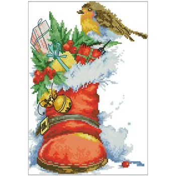 

Christmas boots patterns Counted Cross Stitch 11CT 14CT 18CT DIY Chinese Cross Stitch Kit Embroidery Needlework Sets