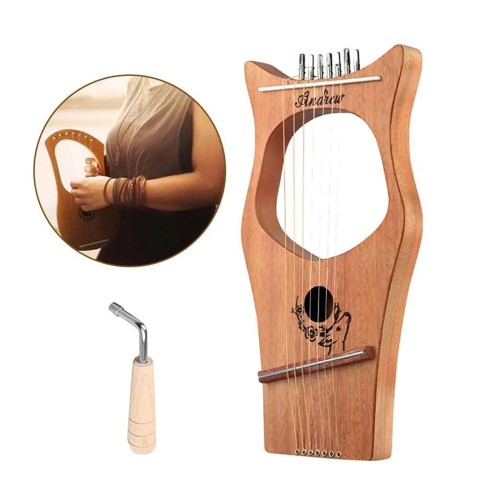 Harp из красного дерева 7 струн портативный Lyre с подходящими инструментами для