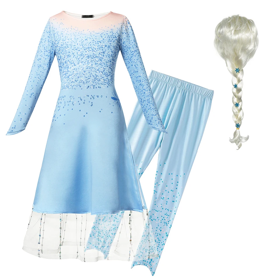 Dress Set 01 Новогодние костюмы Снежная королева 2 Платье Эльзы для девочек детское пальто и леггинсы; Рождественские одежда принцессы праздничный костюм принцессы Эльзы детское платье со шнуровкой - Цвет: Dress Set 01