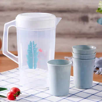 

Plastic 2L Printed Cartoon Cold Kettle Tie Pot Heat-resistant Large-capacity Household Brewing Tea Cooler Set