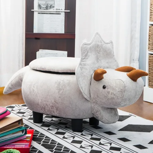 

Have-Fun Series Upholstered Ride-On Storage Ottoman Footrest Stool With Vivid Adorable Animal Shape