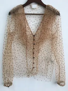 

Women Shirt New Women's Wave Point Lace Top Short Cardigan