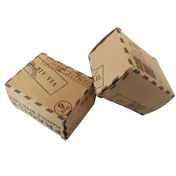 

25Pcs Kraft Candy Box Set Vintage Style Airplane Air Mail Box With Compass Wedding Party Travel Theme Souvenirs