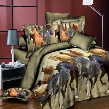 

3D King Size Bedding Set Luxury Reactive Printing 4 Pcs Horse Duvet Cover Bed Set Beddings Bedroom Comforter Set Dropshipping 96