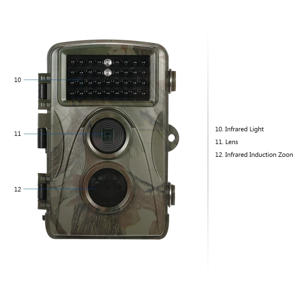 12MP 720P камера для наблюдения за дикой природой, Охотничья скаутская камера, цифровая камера видеонаблюдения, 65ft инфракрасное ночное видение, 0,6 s время триггера