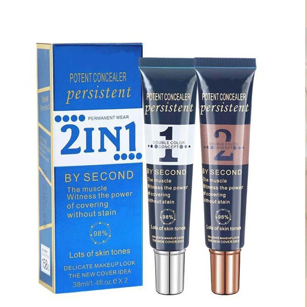 

2 in 1 Facial Care BB Cream Brighten Adjustable liquid Foundation Long Lasting Waterproof Whitening Concealer to Spot Blotch