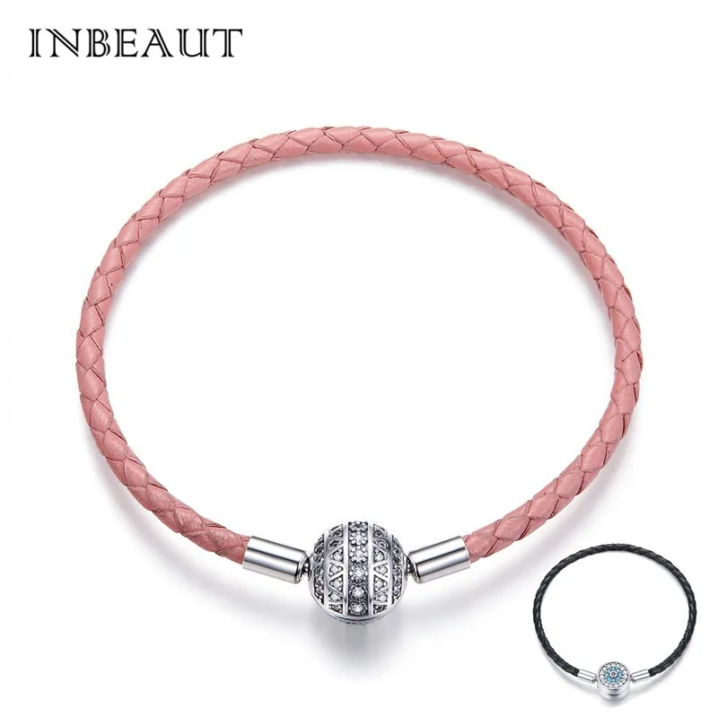 INBEAUT 925 пробы серебряный круглый белый и синий CZ дьявол глаз розовый и черный подлинный Браслет цепочка для женщин Трендовое ювелирное изделие