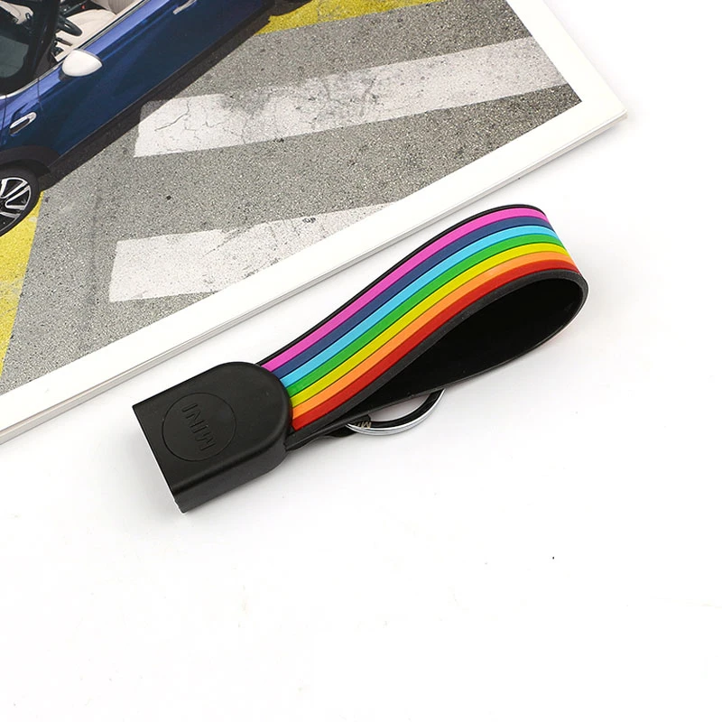 Автомобильный чехол для ключей, брелок для ключей Miky, стильный брелок для ключей, украшение для BMW Mini Cooper S JCW One F54 F55 F56 F57 F60, автомобильные аксессуары - Название цвета: Rainbow