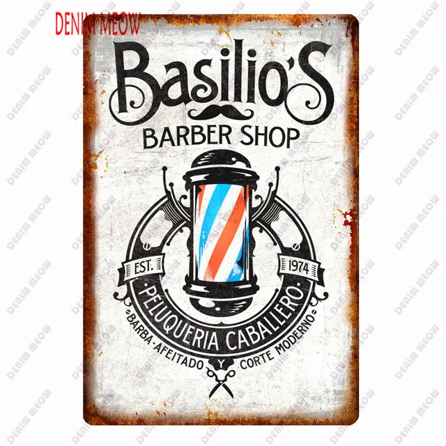 Hair Cutting Retro Plaque Metal Signs BARBER SHOP Vintage Painting Wall Art Posters Cafe Bar Pub Shave & Haircut Home Decor WY28 17
