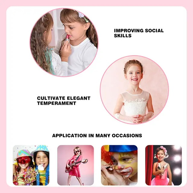 30PCS Kids Makeup Kit Washable Cosmetic Pretend Play Set with Handbag for Children Toddlers Girls Birthday Xmas New Year Gift 6