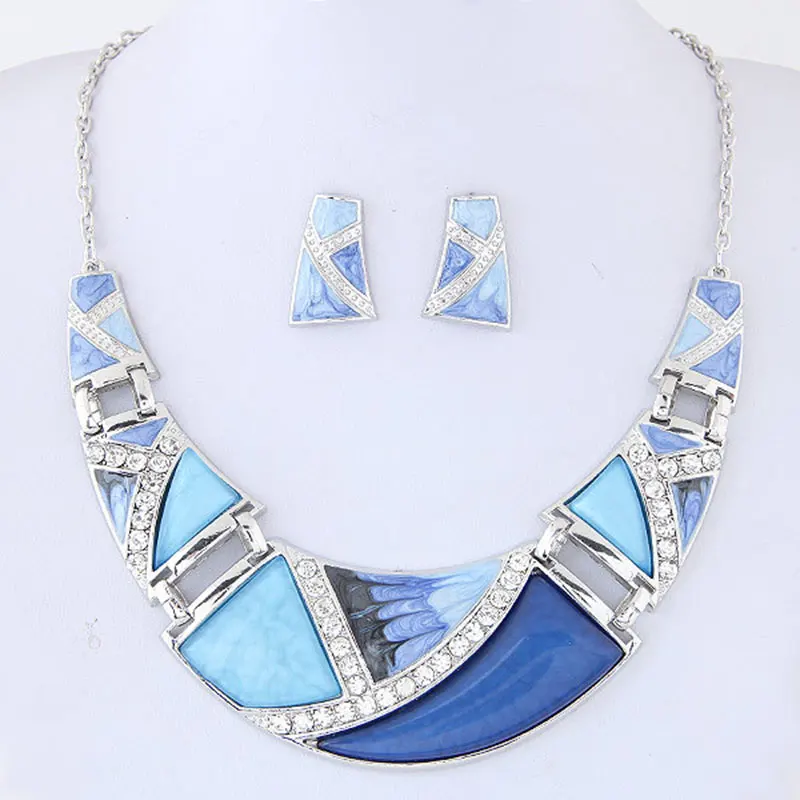KMVEXO Geometric Resin Pendant Beads Jewelry Sets For Women 2020 Statement Necklace Acrylic Marble Earrings Jewelry Set Bijoux