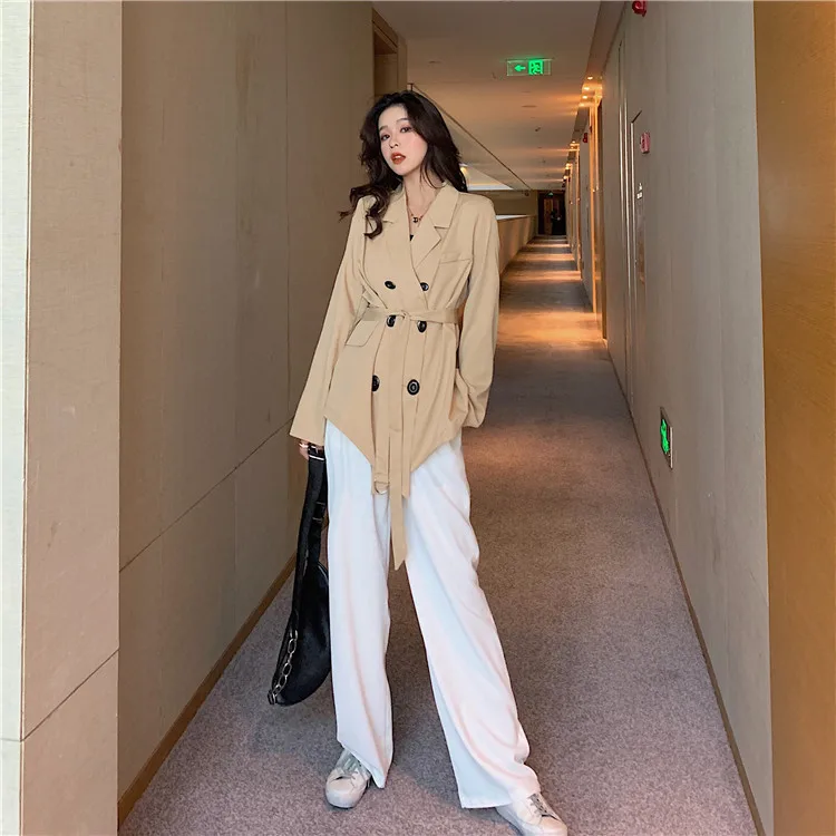 

Korean-style INS Loose-Fit Slimming Irregular Western Style Fashionable Double Breasted Lace-up Suit Jacket