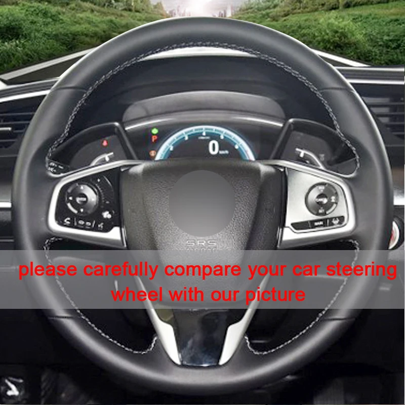 Черный подлинный кожаный чехол на руль для Honda Civic 10- CRV CR-V- ясность