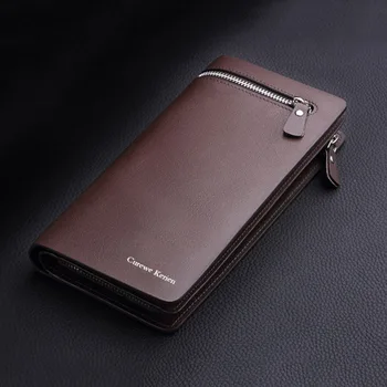 

ISKYBOB 1PC Fashion Mens Summer Fashion Genuine Leather Handbag Purses Long Bifold Business Wallets Card Case Bag Gift