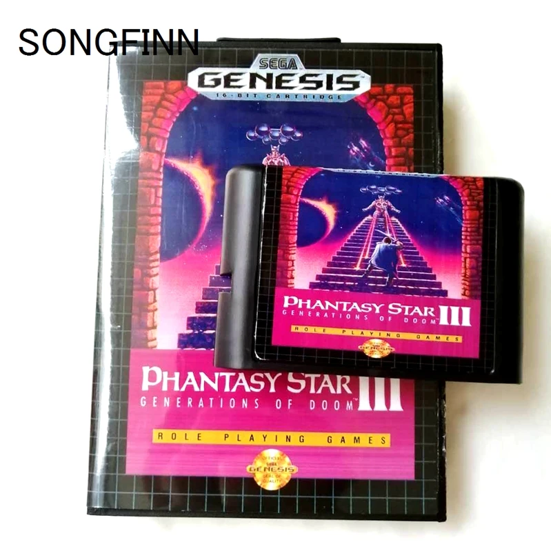 16 бит MD карта памяти с коробкой для sega Mega Drive для Genesis Megadrive-Phantasy Star 3 III