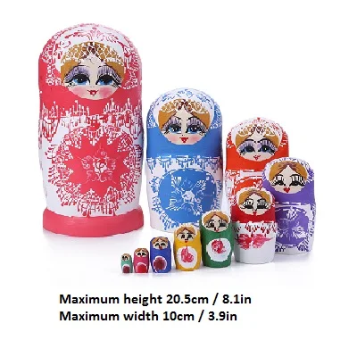 E 10 шт./компл. матрешки ручная роспись российские Matryoshka кукла ручной росписью, желающих русский Забавные куклы ремесла елочных игрушек - Цвет: E