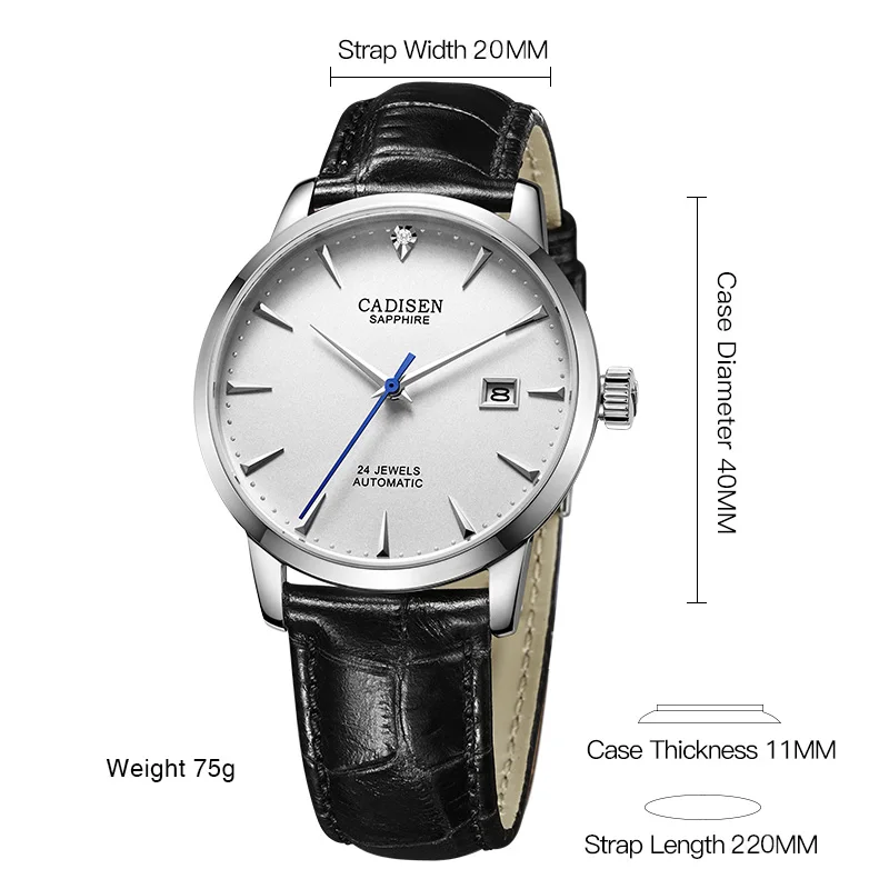 CADISEN мужские часы горячие наручные брендовые роскошные известные мужские часы автоматические часы с настоящими бриллиантами Часы Relogio Masculino