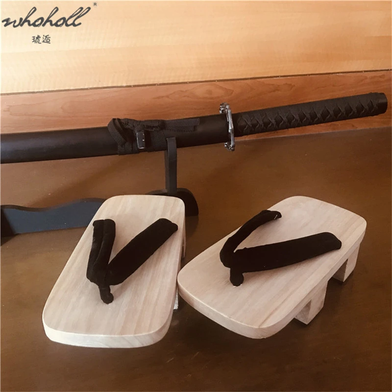 WHOHOLL Geta Summer Clogs Men's Women's Slippers Two-tooth Japanese Geta Wooden Flip-flops Cosplay Shoes Slippers Sandals