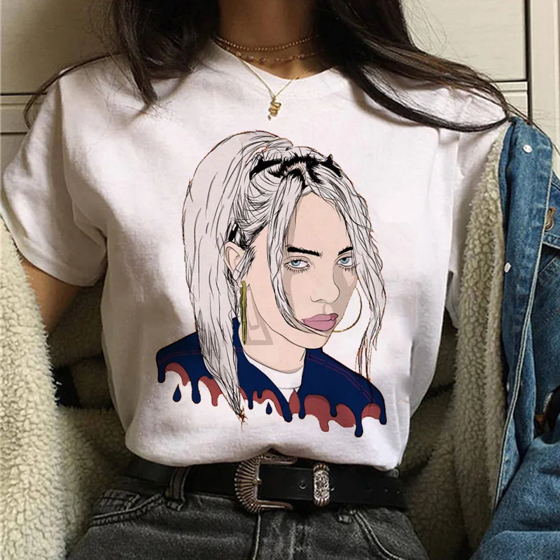 Billie eilish женская футболка Забавный корейский стиль ulzzang I Am A Bad Мужская футболка Повседневная летняя harajuku женская футболка с коротким рукавом