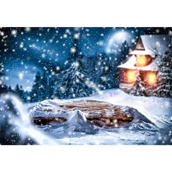 

Customize digital printing cloth 3D snowing forest photo background for Christmas party portrait photography backdrops