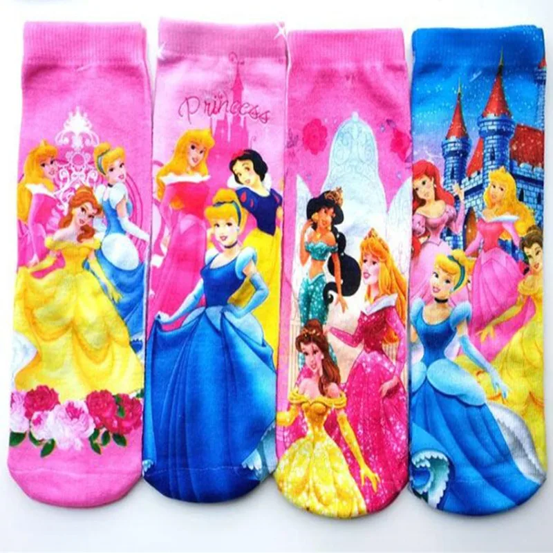 

Hot Toys Cartoons Design Kids Mid-Length Socks Frozen Elsa Anna Sofia Princess Cars Mickey Children Favorite Socks Party Favors