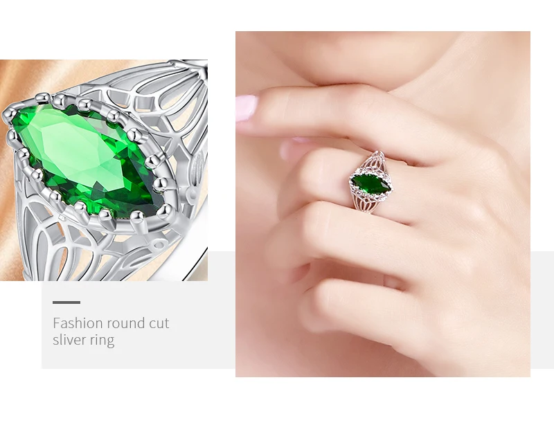 JROSE,, обручальное кольцо с огранкой маркизы, стильное серебряное кольцо зеленого и синего цвета с кубическим цирконием для женщин, размеры 6-13, ювелирные изделия