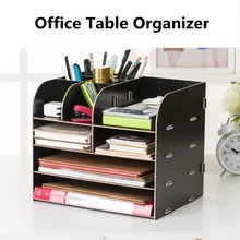 Organizzatore da tavolo per ufficio in legno scheggiato a 4 strati file assemblati/portaoggetti per carta A4 contenitori per forniture per ufficio circa 1.5kg/bl