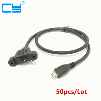 

50PC Screw Lock Panel Mount Micro USB 2.0 Type B Male to Female M/F Extension Data Sync Power Charge Cable 30cm Screws Shielding