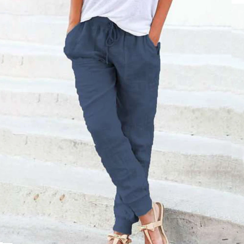 2020 Spring Summer Plus Size Trousers Cotton Linen Solid Loose Harem Pants Mid Waist Drawstring Pockets Long Pants Female 2020 Spring Summer Plus Size Trousers Cotton Linen Solid Loose Harem Pants Mid Waist Drawstring Pockets Long Pants Female