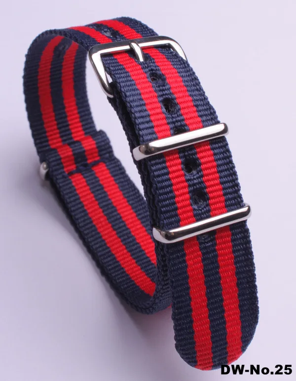 3Dark Blue 2Red Ремешок для часов, нейлоновый браслет, ремешки для мужчин, Т-образный ремешок с пряжкой из нержавеющей стали для мужчин и женщин, сменный ремешок для часов 18 20 22 24 - Цвет ремешка: 3Dark Blue 2Red