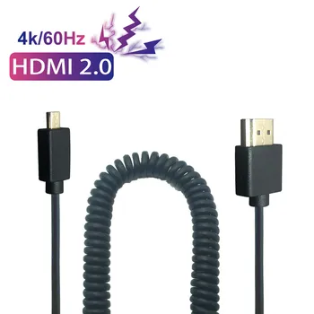 

OD 3.2mm Ultra Slim 4k*2k 60Hz Micro HDMI to HDMI 2.0 Cable 0.3M-1.2M Male to Male Stretch Spring Curl Flexible Cable