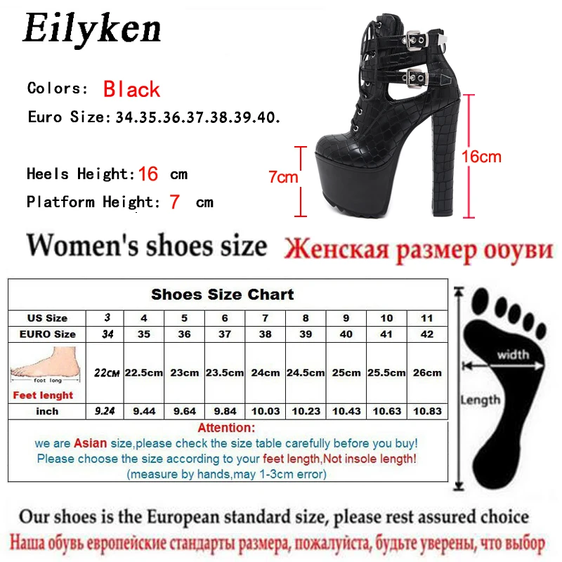 Eilyken/сезон весна-осень; Модные женские ботинки с перфорацией; кожаные короткие ботинки на платформе, на молнии, с пряжкой, на шнуровке; Черная Женская обувь