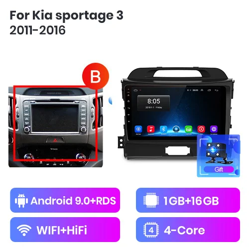 WIFI 1-16G-B Junsun V1 2G+ 32G Android 9,0 для Kia sportage 3 4 2011- автомобильный Радио Мультимедиа Видео плеер навигация gps 2 din dvd - Цвет: WIFI 1-16G-B