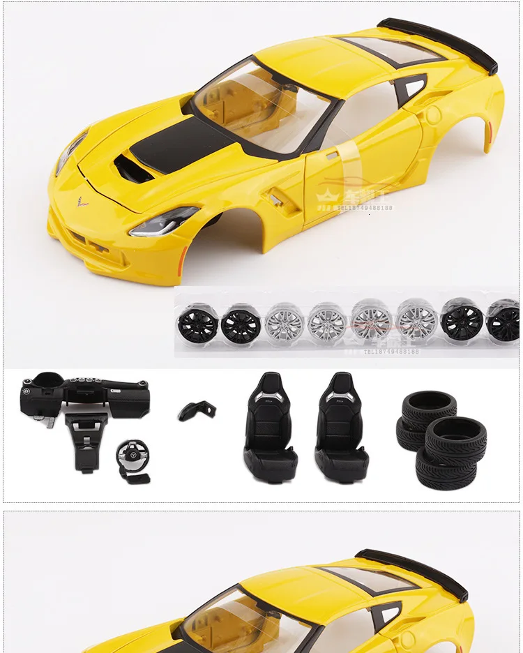 Масштаб 1:24 Chevrolet Corvette Z06 ZL1 имитация литья под давлением металлическая модель автомобиля сплав автомобиль игрушки для мальчиков подарки коллекция Горячая колесо